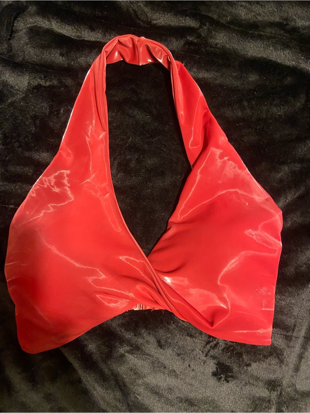 Red Water Proof Halter Crop Top